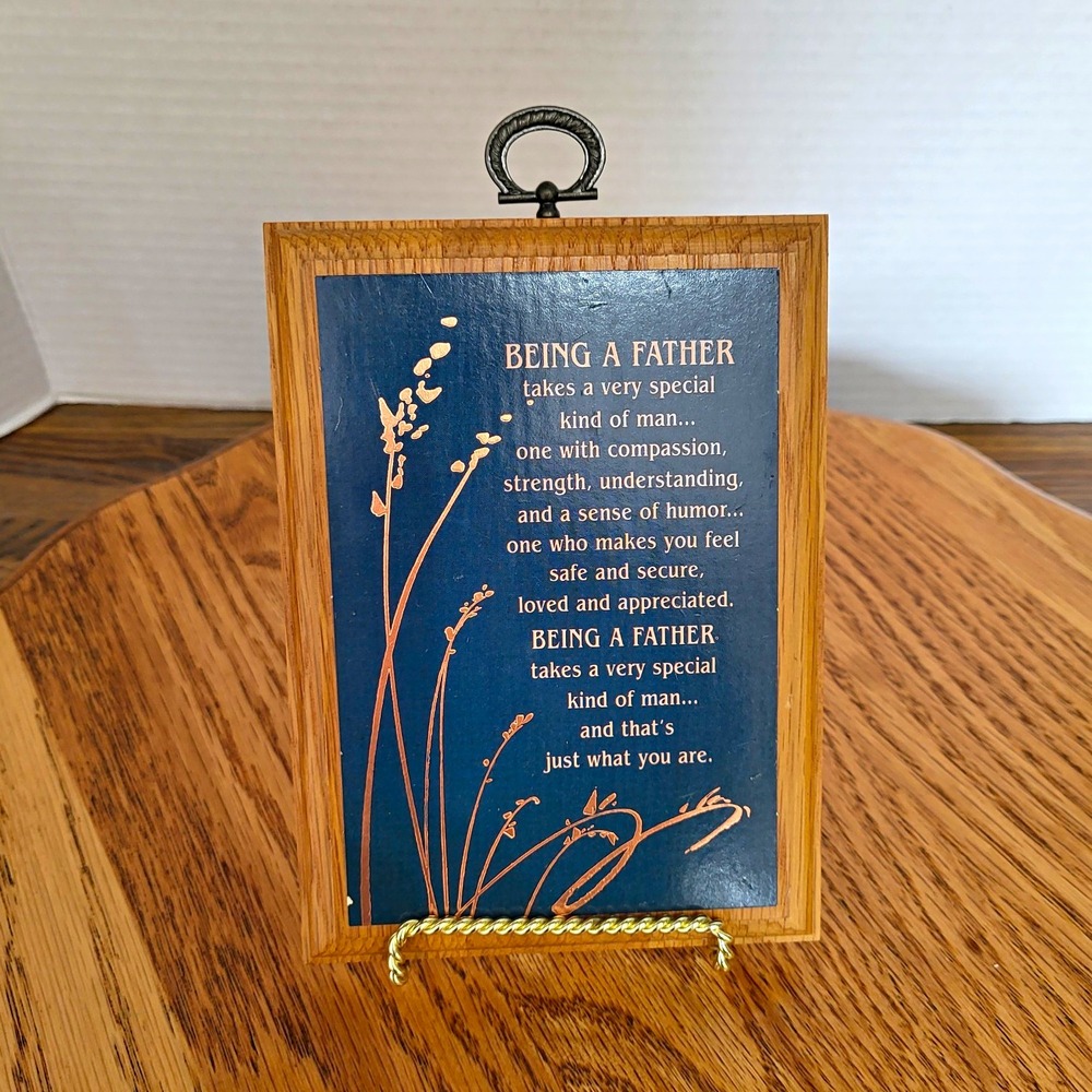 VTG 1989 Hallmark "Being a Father" Wood Wall Hanging Plaque Made in USA DE4115